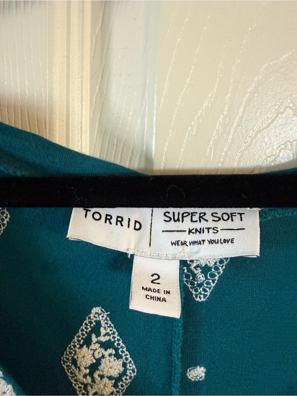 torrid Teal Knit Tunic with White Embroidered Accents - Picture 2 of 2